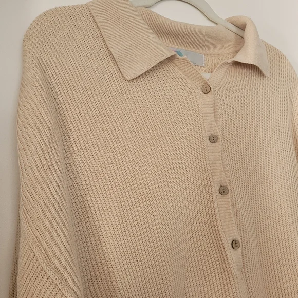 Free People FP Beach Picnic Sweater Romper Womens M Beige Linen Cotton Oversized - Picture 4 of 9